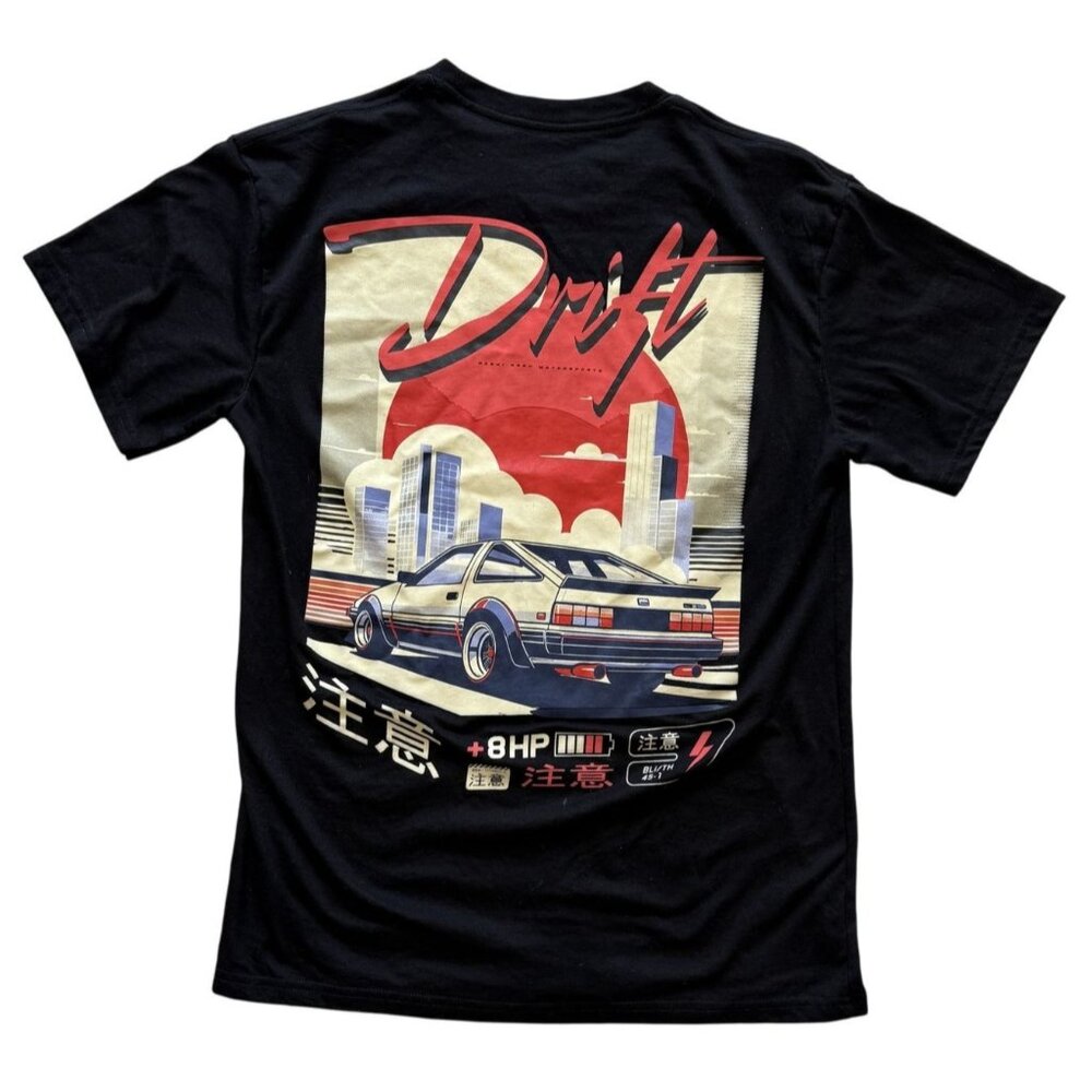 R GSTR Graphic T-Shirt Medium Black Japan Car Drift